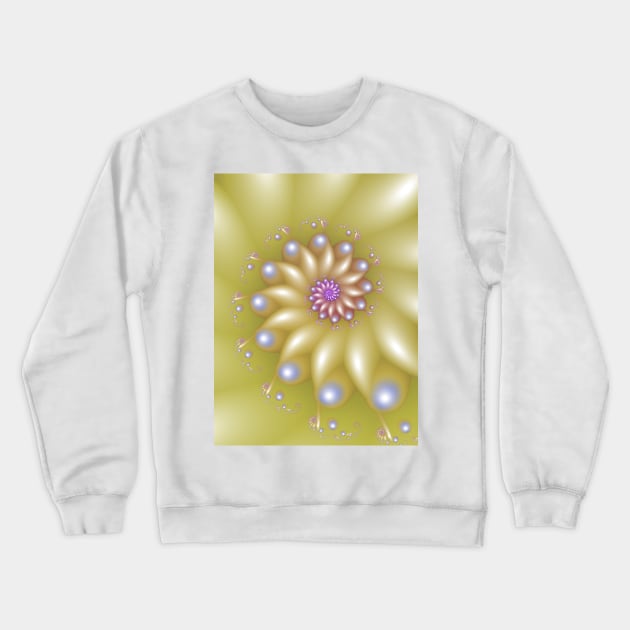 Yellow spiral fractal Crewneck Sweatshirt by pinkal